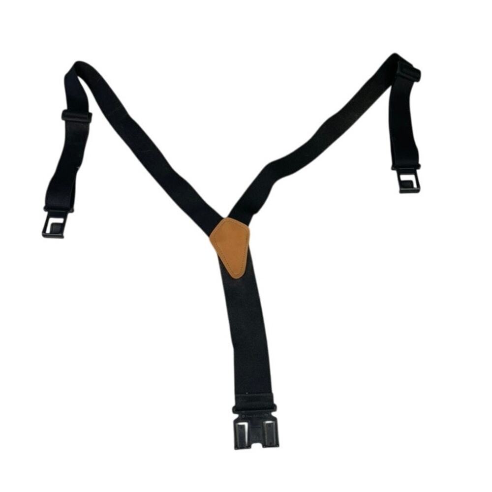 Dickies Men's Perry Suspenders Black Adjustable Y-Back Design Leather Patch